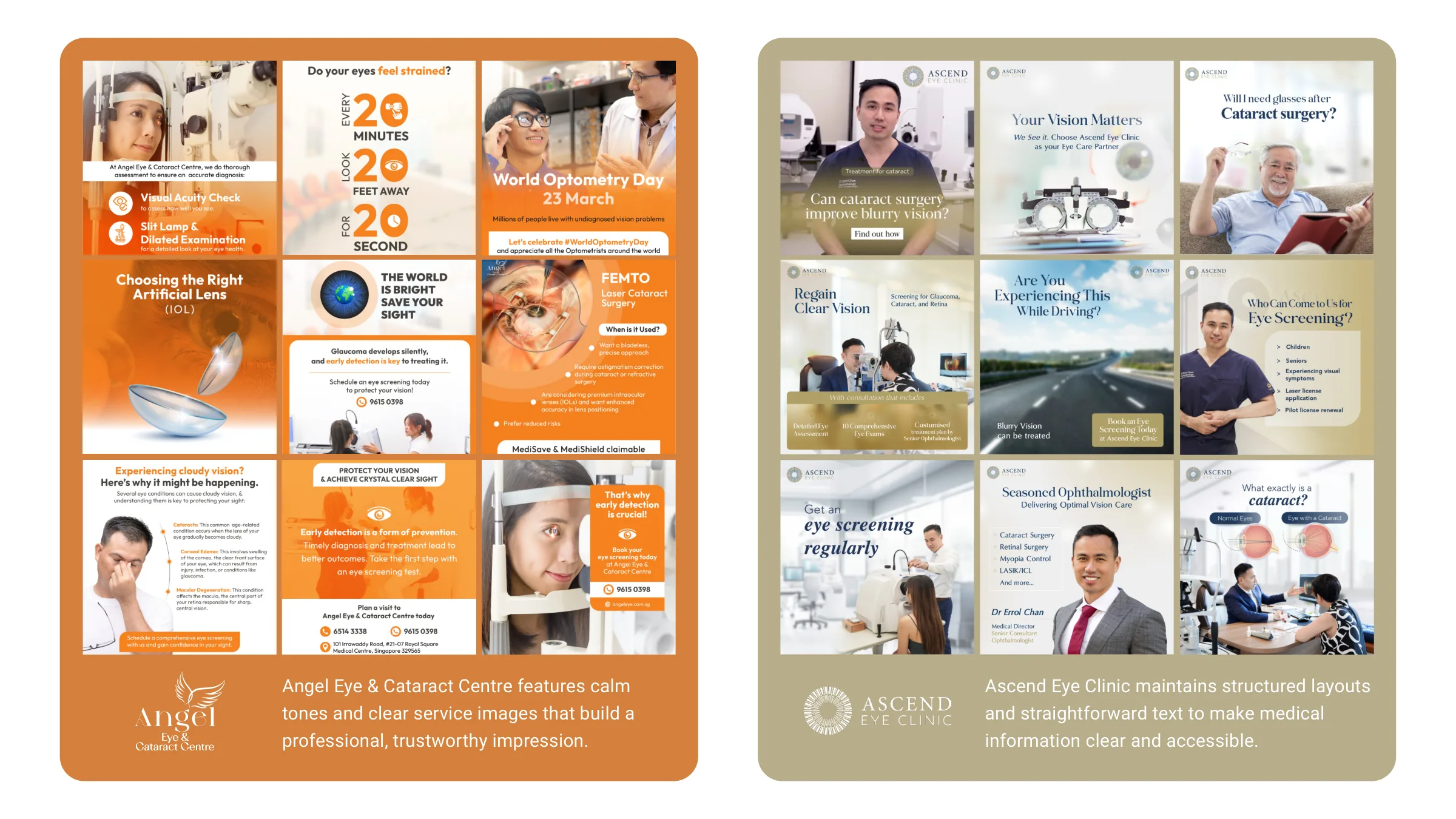 Angel Eye and Ascend Eye Clinic social media grids
