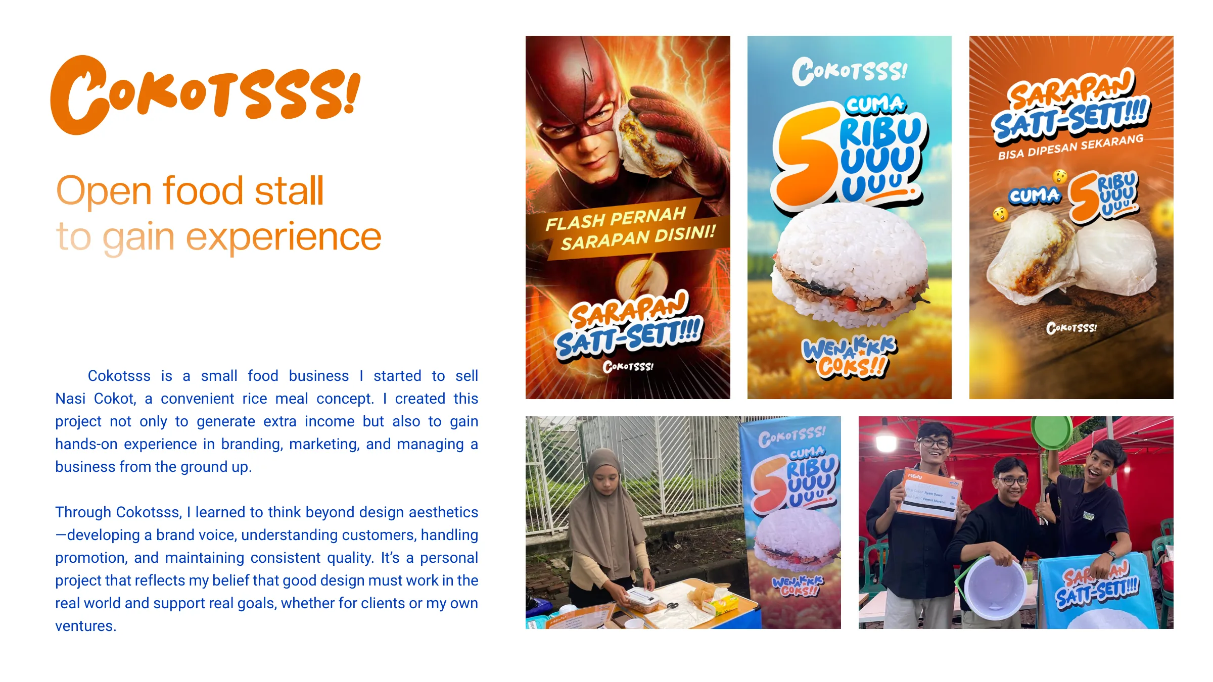 Cokotsss promotional posters and photos of the food stall