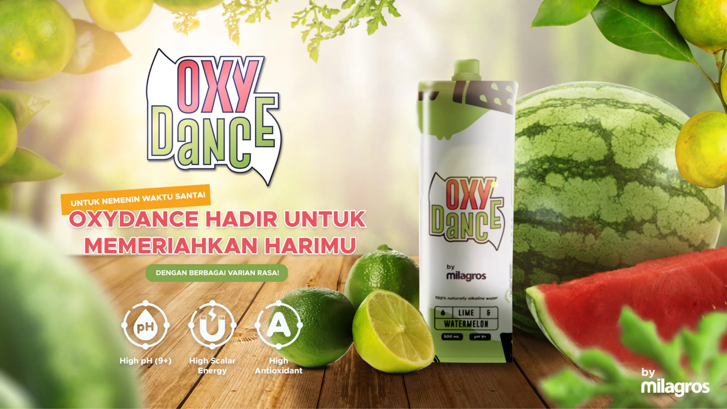 OxyDance drink pouch with watermelon and lime