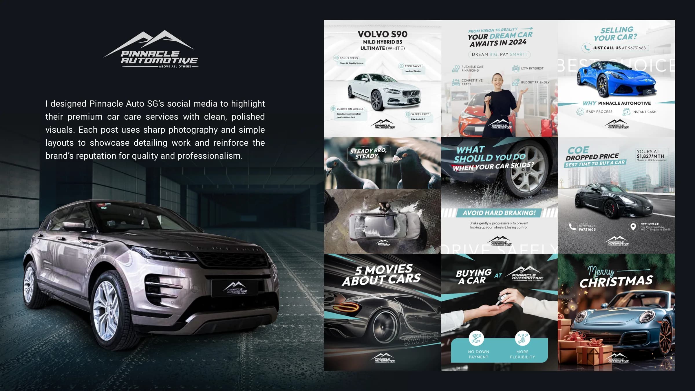 Pinnacle Automotive social media posts with luxury cars